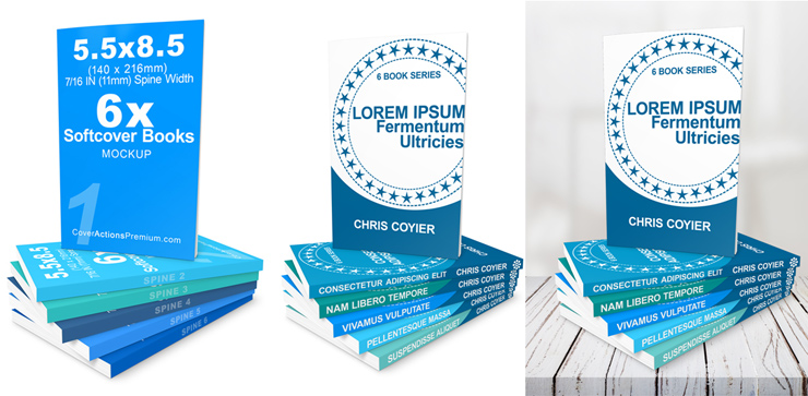 6 Book Set Mockup -5.5 x 8.5 slim