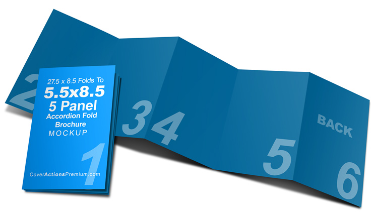 5 Panel Accordion Fold Brochure Mockup- 27.5 x 8.5