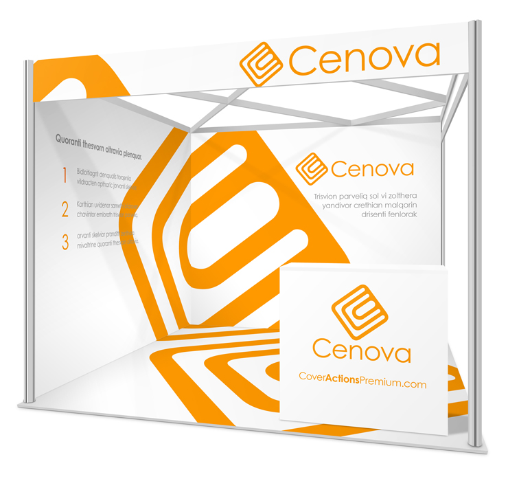 3x3 Seamless Exhibition Shell Scheme Booth Mockup template- L shaped