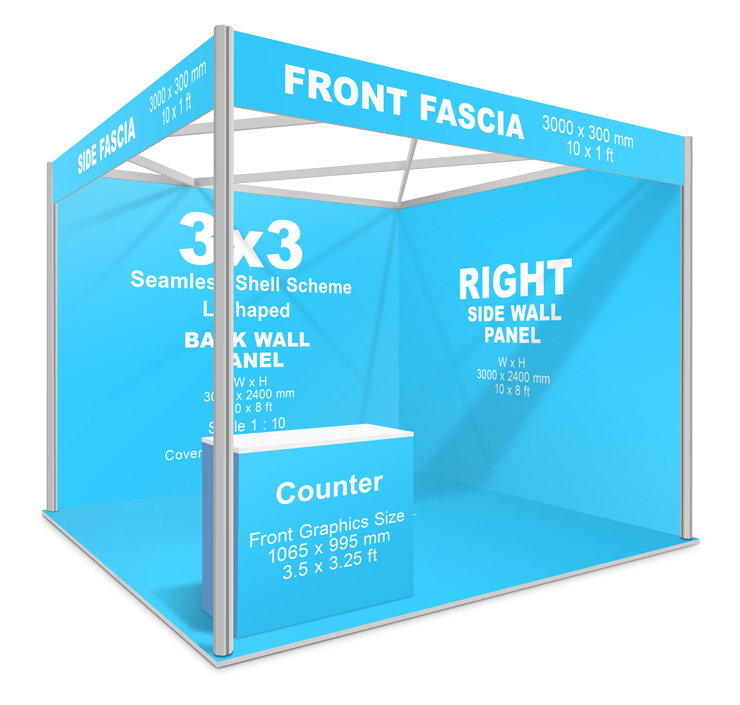 3x3 Seamless Shell Scheme Booth Mockup