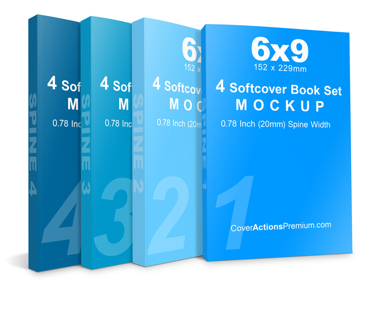 4 Book Set Mockup -6x9 Paperback