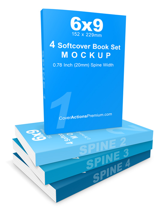 4 Book Set Mockup -6x9 Paperback