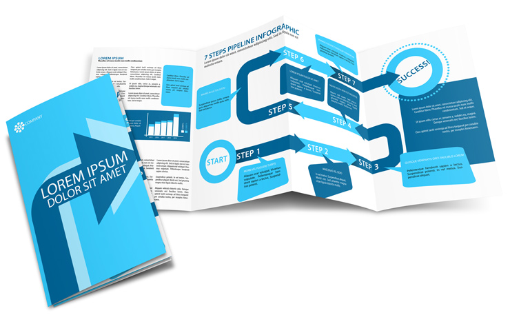4 Fold 14x8.5 Accorddion Fold Brochure Mockup Template