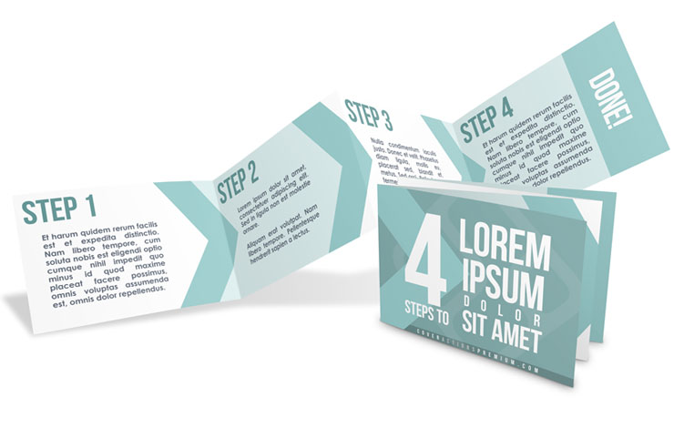 Landscape A6 Accordion 4 Fold Brochure Mockup Template