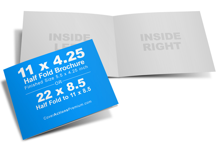2 Panel 11 x 8.5 half fold landscape Brochure Mockup