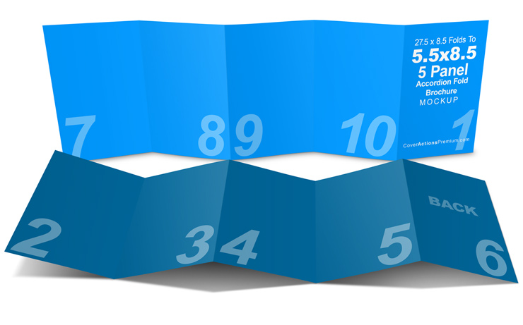 10 page Concertina Fold Brochure Mockup -5.5 x 8.5