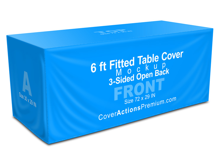 Fitted Table Cover Mockup - 6 ft 3-sided Open Back