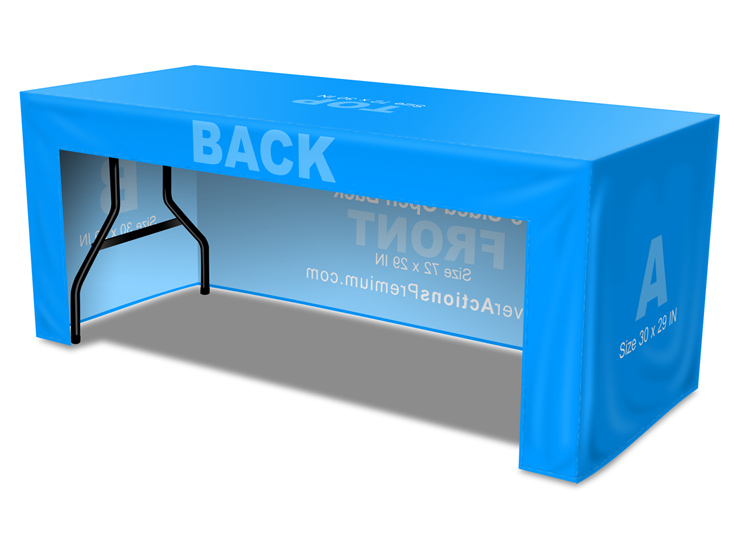 Open Back Fitted Table Cover Mockup- 6 ft 3-sided