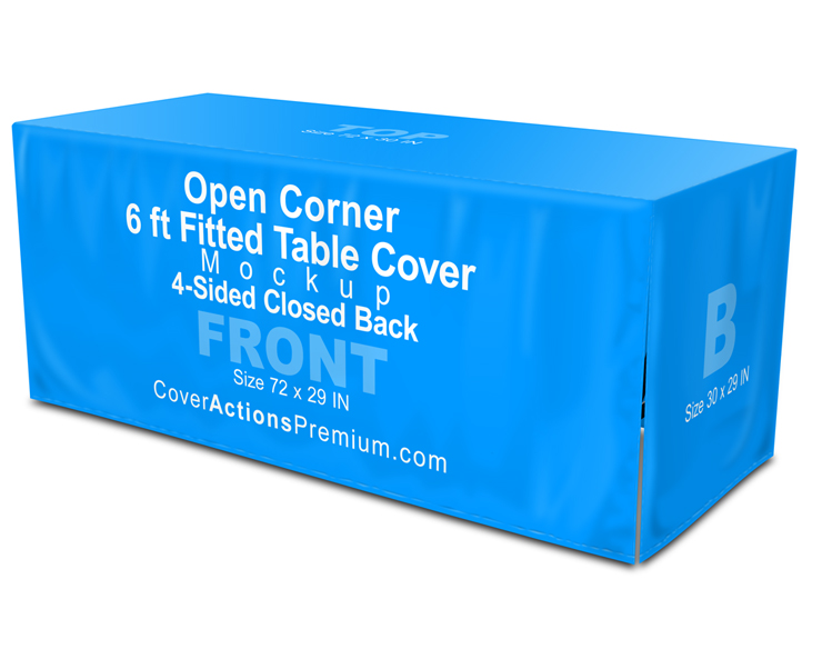 6 ft open corner table cover mockup-closed back