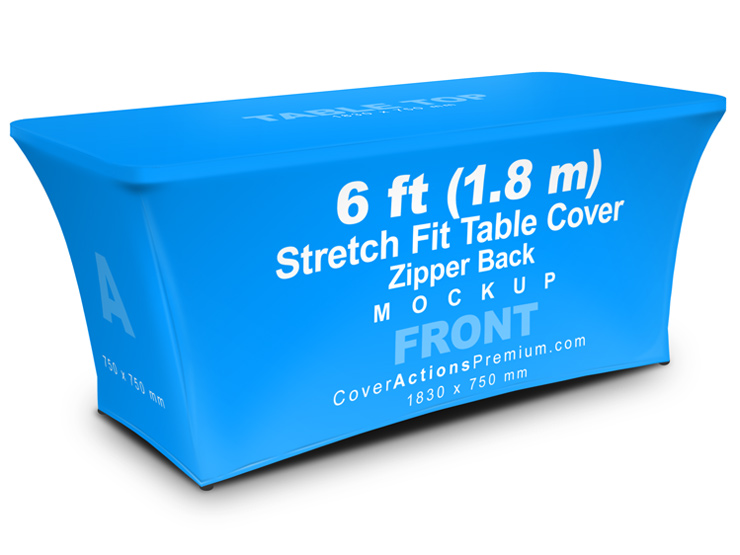 6ft zipper back stretch spandex table cover mockup
