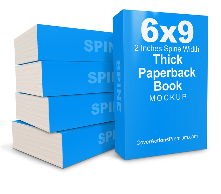 Thick 6x9 book mockup- 2 inch spine softcover
