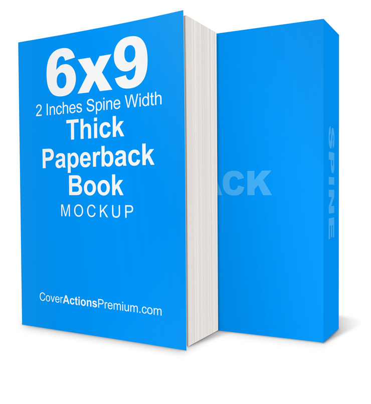 Thick 6x9 book mockup- 2 inch spine paperback