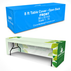 Open Back 8 ft Fitted Table Cover Photoshop Action Mockup and Template Set