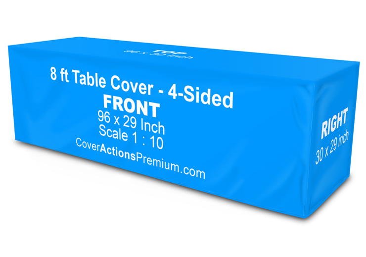 8ft Fitted Table Cover Mockup- 4-sided