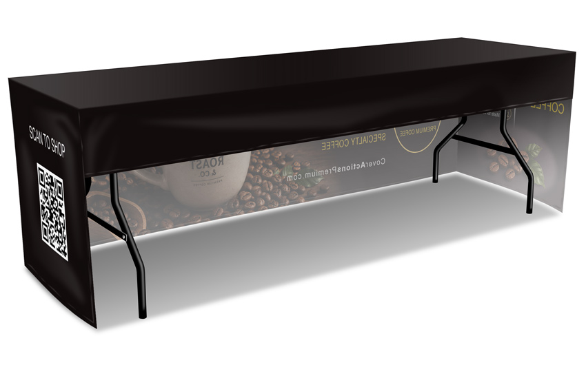 8 ft Fitted Table Cover Mockup Template- 3-sided