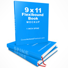 9x11 Flexibound Book with 1 inch Spine width Photoshop Action Mockup Set v1