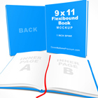9x11 Flexibound Open Book with 1 inch Spine width Photoshop Action Mockup Set PT4