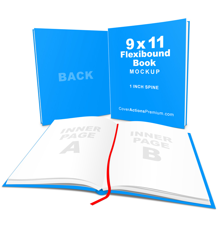9x11 FlexiBound Open Book Mockup- Open Book Standing Book