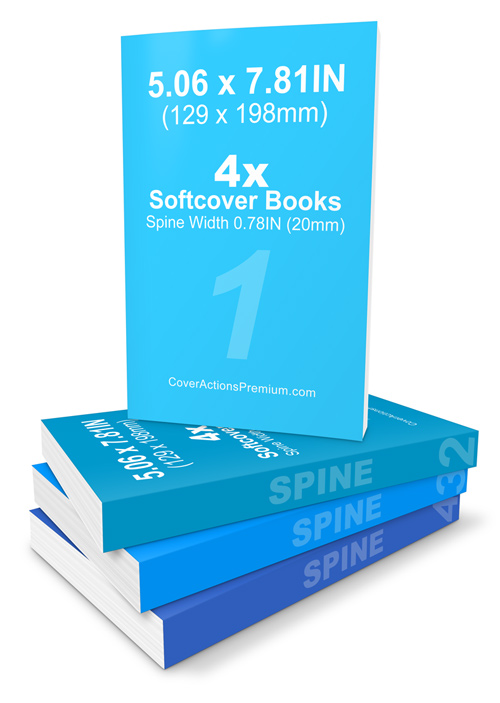 4 Paperback Book Series Mockup- 5.06 x 7.81