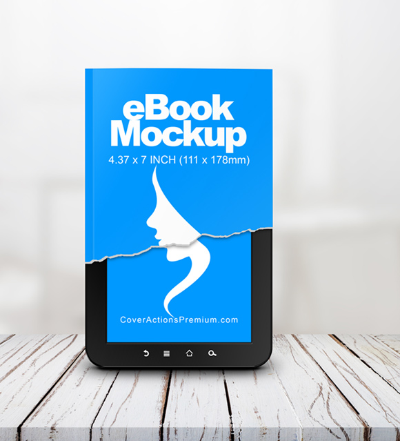 Free eBook Mockup | Cover Actions Premium | Mockup PSD Template