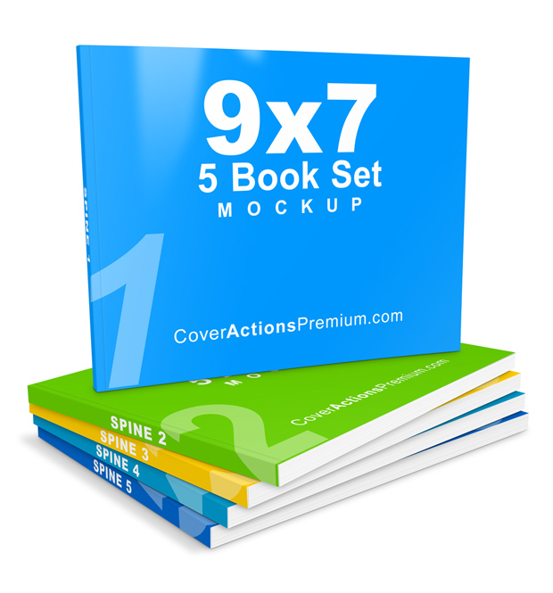 Landscape Book Set Mockup- 9x7