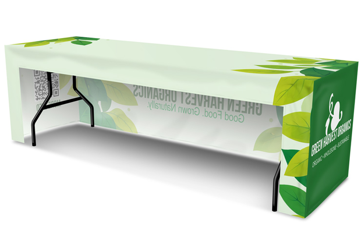 Open Back 8 ft Fitted Table Cover Mockup Template- 3-sided