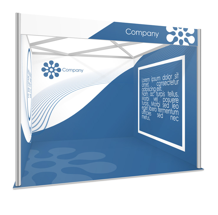 3x3 Exhibition Shell Scheme Booth Mockup PSD template- Seamless U shaped