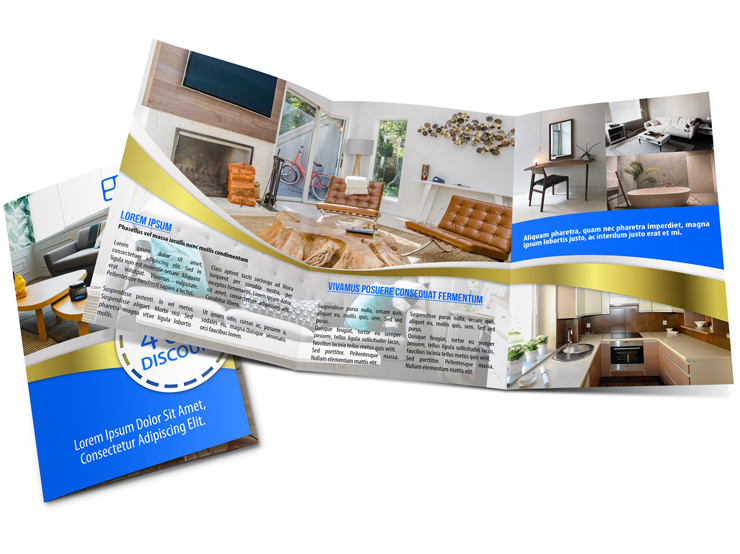 Tri Fold Brochure Mockup Template -17x9