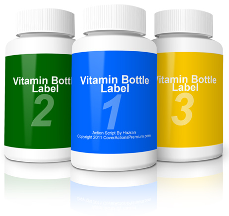 3 Vitamin bottle mockup