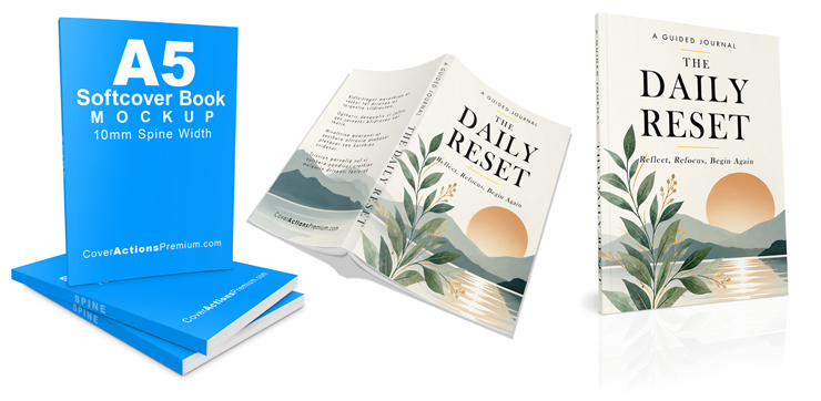 5 Book Mockup -Softcover Paperback