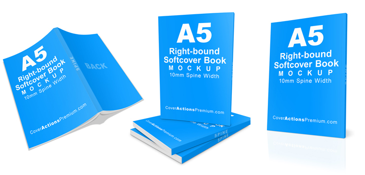 A5 Book Mockup -Right Bound Softcover Paperback