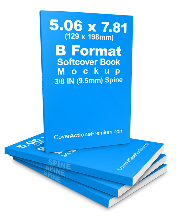 5.06 x 7.81 Paperback Book Mockup -3/8 Inch Spine | Cover Actions