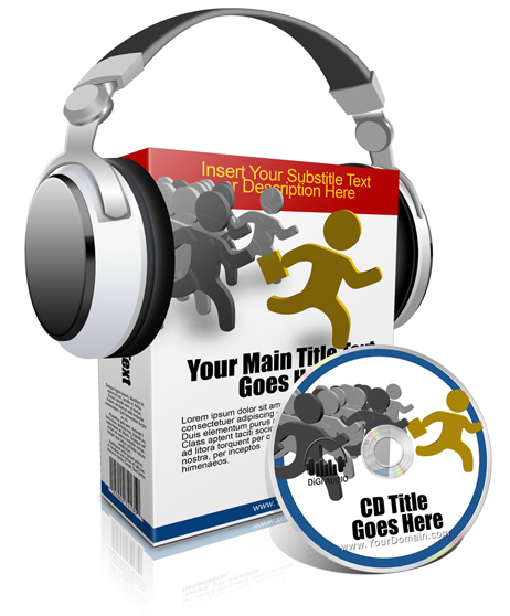 Box wearing Headset Mockup template