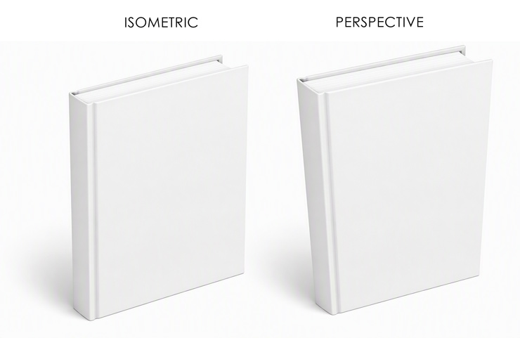 isometric vs perspective view book mockup difference