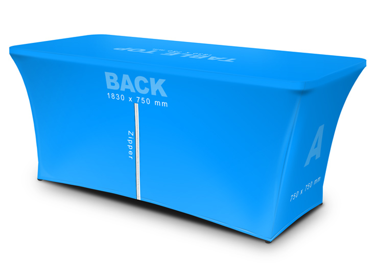 6ft spandex table cover mockup zipper back