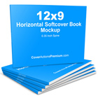 12x9 Horizontal Softcover Book Photoshop Action Mockups, Template