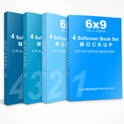 6x9 Inch 4 Book Set Photoshop Action Mockup V1 PLUS PSD Template