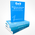 4 Book Set Stack Mockup  