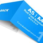 Horizontal 3x A5 A4 Roll Fold Brochure Photoshop Action Mockups