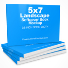 Slim 5x7 Landscape Book Softcover Book Photoshop Action Mockup, PSD Template