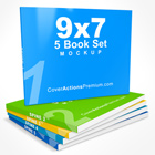 5 Landscape Book Set Mockup -9x7- V1