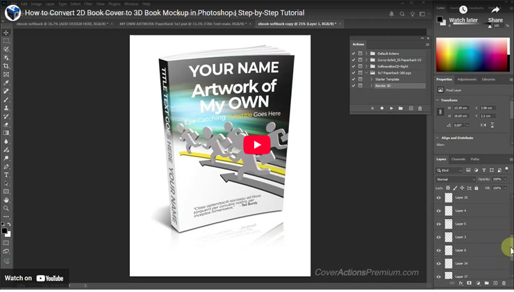 How to Convert 2D Book Cover Artwork to 3D Mockup in Photoshop