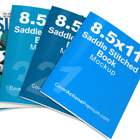 6 Saddle Stitched Book Stack Mockup Photoshop Action Mockup, PSD Template -v1