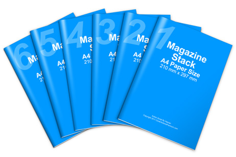 A4 Magazine Stack Mockup- Saddle Stitched