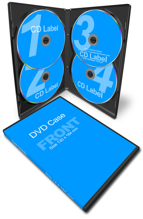 Open DVD Case 4 Discs Mockup
