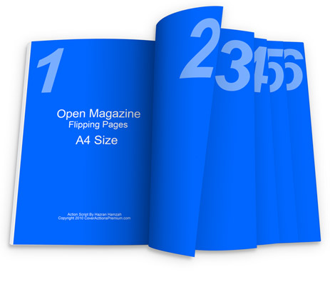 Open A4 Magazine Flipping Page Mockup