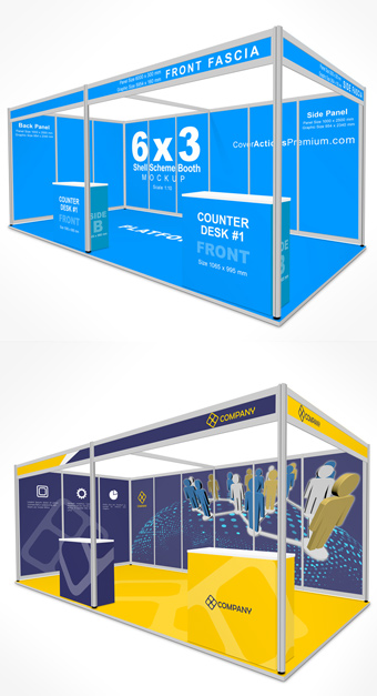 6×3 m Exhibition Booth Mockup | Photoshop Action Template