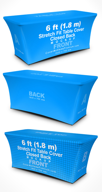 6ft stretch table cover mockup closed back 4 sided