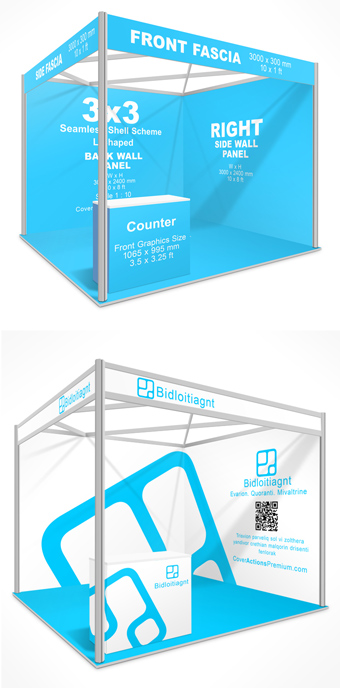 3x3 Seamless Exhibition Shell Scheme Booth Mockup and template