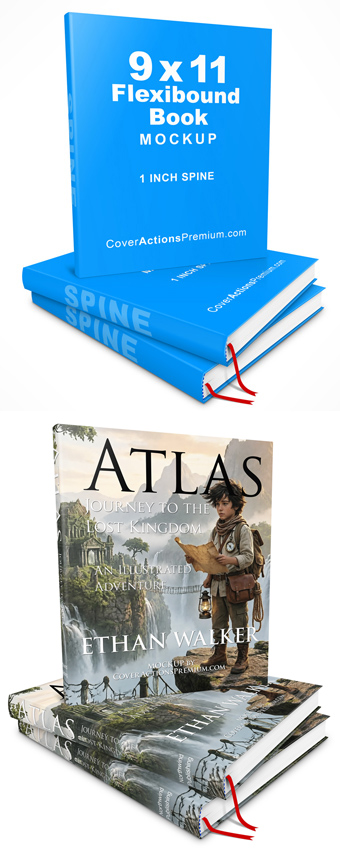 9x11 Flexibound Book Mockup- Book Stack
